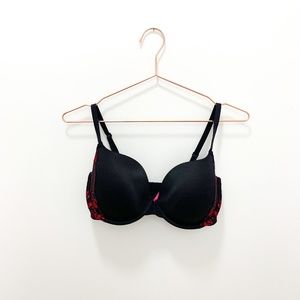 34DDD BLACK WITH RED LACE BRA